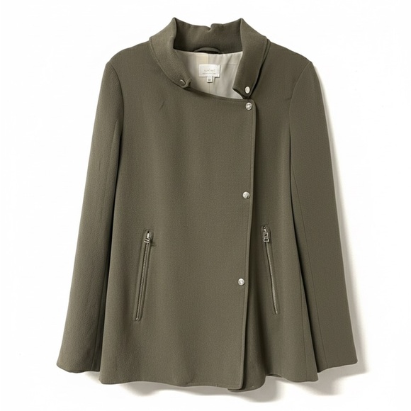 Wilfred Mayet Jacket - Sage Green Japanese Crepe Moto Coat - Size Small - Picture 2 of 14